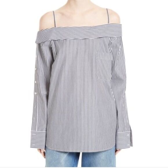 Robert Rodriguez Cold Shoulder Stripe Top NWT SZ 6 - Picture 1 of 8